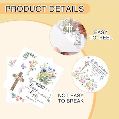 12 Pcs Bible Verse Floral Rub-On Transfers for Furniture & Crafts - style: Bible Verse Floral