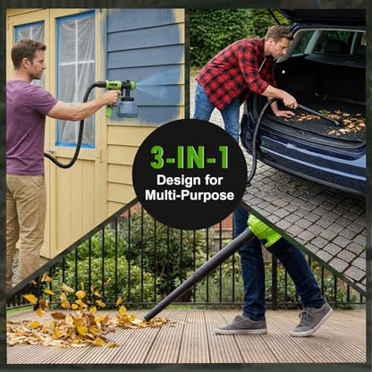 GARDTECH 3-in-1 Electric Hvlp Spray Paint Gun with Vacuum & Blow,5 Nozzles - color: Green