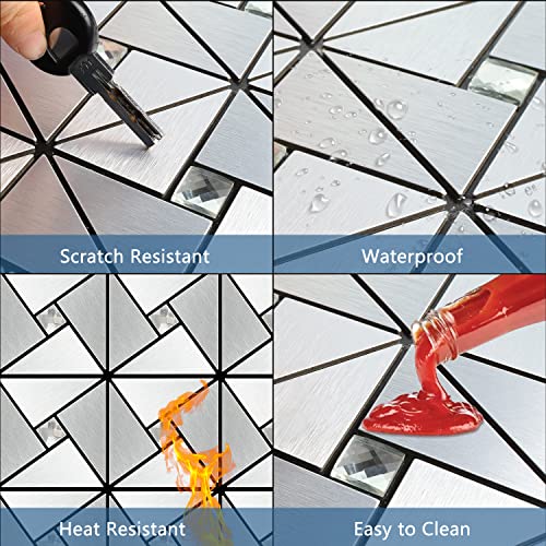 Vamos Tile Silver Mixed Glass Peel and Stick Backsplash Tile - color: ‎Silver