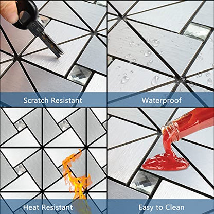 Vamos Tile Silver Mixed Glass Peel and Stick Backsplash Tile - color: ‎Silver