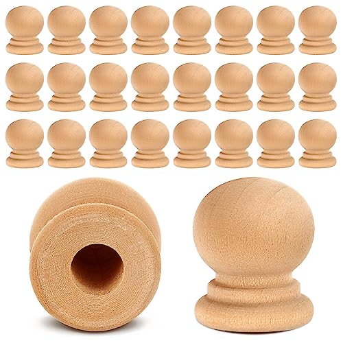 Pinkunn 30 Pcs Wood Drawer Knobs Finial Dowel Rod Unfinished, Classic Ball - style: Classic