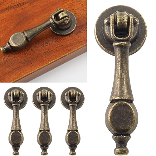 Waziaqoc 6PCS Antique Tear Drop Pulls - size: Bronze, Single Hole Pendant Pull
