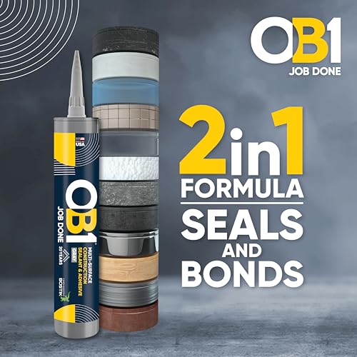 OB1 Universal Caulk Sealant & Adhesive Gray 10.1oz | Professional Grade Premium All-in-One Advanced Hybrid 2-in1 | Water Resistant Internal & External | Shrink Crack UV & Fade Resistant | 1 Cartridge - color: Gray, size: 10.1oz (Pack of 2)