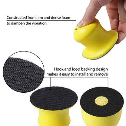 SPEEDWOX 2 Pack 3" Round Hand Sanding Blocks Hook and Loop Sanding Pad Hook Backing Plate for Wood Furniture Restoration Polishing Home and Car (Yellow) - style: 3" 2Pack