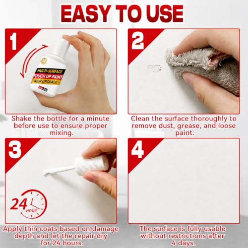 White Touch Up Paint, White Paint Pen for Multi Surface, Semi-Gloss, 1.05Oz