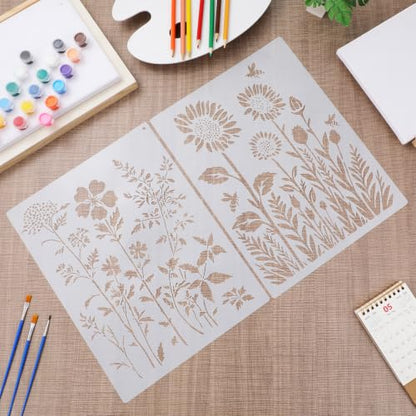 Alipis 15 Pack Flower Stencils for Painting on Wood and Walls