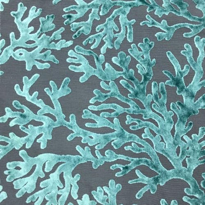 TOP FABRIC, St. Tropez - Scuba, Coral Pattern Burnout Velvet Upholstery Fabric by The Yard Navy - color: Navy