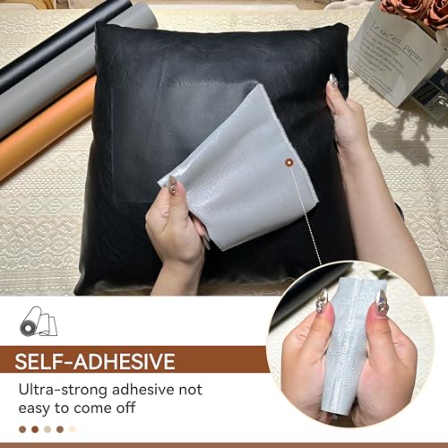 TIANLDD Leather Repair Tape,16 x 80 Inches Self Adhesive Leather Repair Patch，Leather Repair Kit for Furniture，Couches,Car Seats,Cabinets,Handbags(Black-Litchi Grain) - color: Black-Litchi Grain, size: 16" x 80"