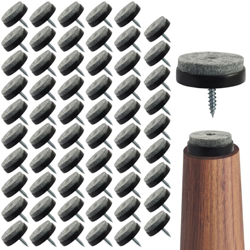 60 PCS 1-1/16" Black Screw-in Felt Pads for Chair Legs - size: 28mm-1-1/16inch-Black