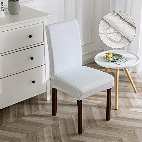 Genina Waterproof Chair Covers for Dining Room Dining Chair Covers Kitchen Parsons Chair Covers (White, 4 PCS) - color: White, size: 4 PCS