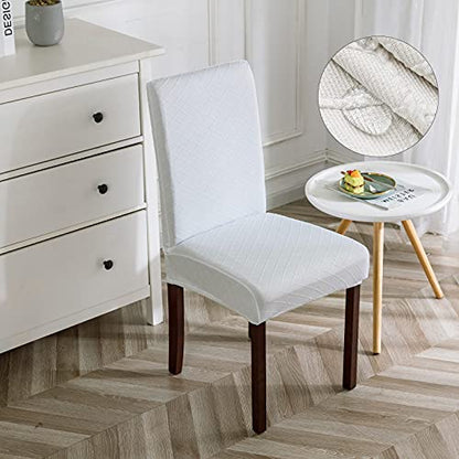Genina Waterproof Chair Covers for Dining Room Dining Chair Covers Kitchen Parsons Chair Covers (White, 4 PCS) - color: White, size: 4 PCS