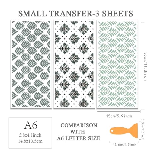 OLYCRAFT 3 Sheets/Set Rub on Transfers Leaf Backround Furniture Transfer 12x6 Inch Rub on Decals Sticker Self-Adhesive Waterproof Decals with Scraper for Wood Glass Porcelain Dressers Home Decor - style: Leaves