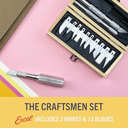Excel Blades 13-Piece Craft Knife Set, Hobby Knife Handles, Case, USA Kit