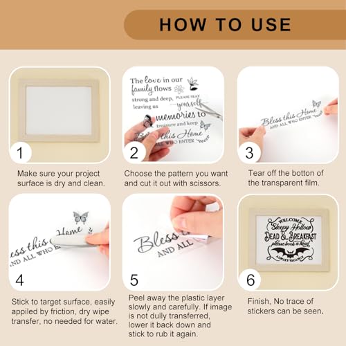 Whaline 11 Sheets Halloween Word Rub on Transfer for Crafts Black Warm Letter Rub on Transfer Stickers Farmhouse Furniture Decals for Home Party DIY Crafts, 5.5 x 5.5 Inch