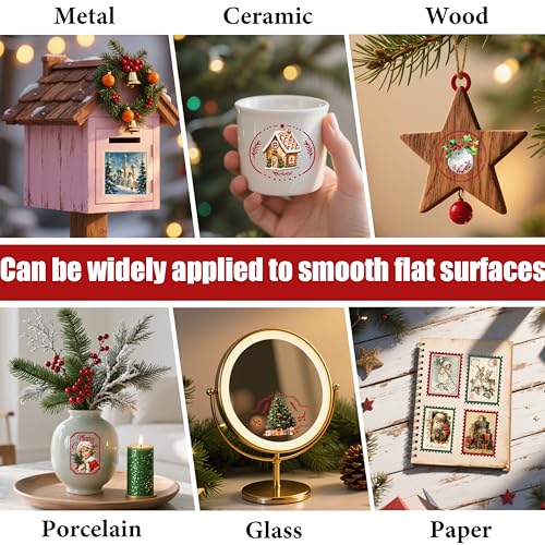 PLIGREAT 3 Sheets Christmas Holiday Stamp Design Rub on Transfer Stickers for Crafts Santa Reindeer Tree Waterproof UV Rub on Decals for Furniture Cabinet Dressers Ceramic Scrapbooking Transfer Paper - style: Christmas Stamps