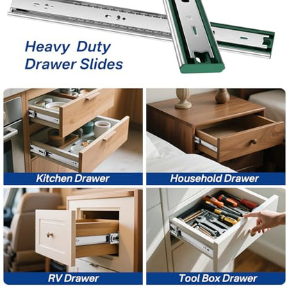 4 Pairs 22 Inch Soft Close Drawer Slides Ball Bearing Cabinet Rails - size: 22 Inch