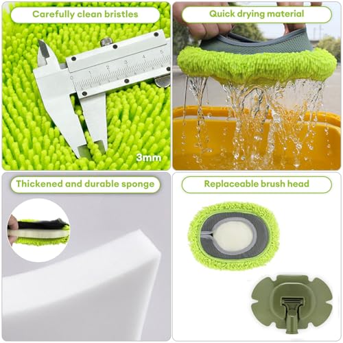 66'' Wall Mop with Long Handle,Ceiling Dust Mop with 15° Labor-Saving Elbow - color: Green