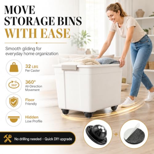 Self Adhesive Caster Wheels, 12 Pack, 32 lb Per Wheel - size: 12 Pack