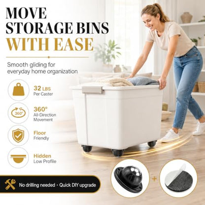 Self Adhesive Caster Wheels, 12 Pack, 32 lb Per Wheel - size: 12 Pack