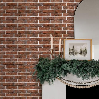 Commomy 3D Faux Brick Wall Panels Peel and Stick 12 pcs 22.8" x 11.8" Red - color: Large Brick-D