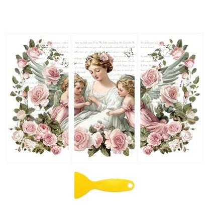 Peacoblue Aristocrat Flowers Rub On Transfers for Furniture 6"x12" - style: Retro Aristocrat with Flowers