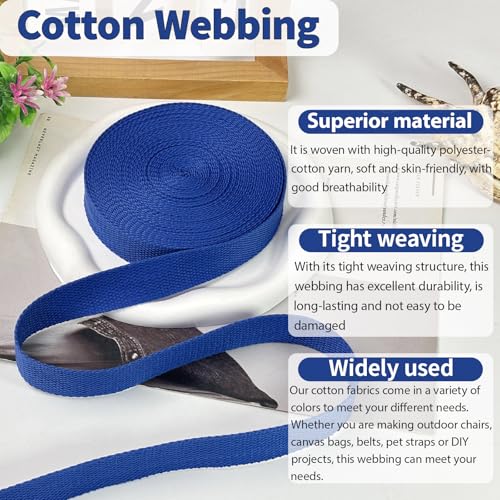Blue Cotton Webbing 1in x 10Yards - color: Blue