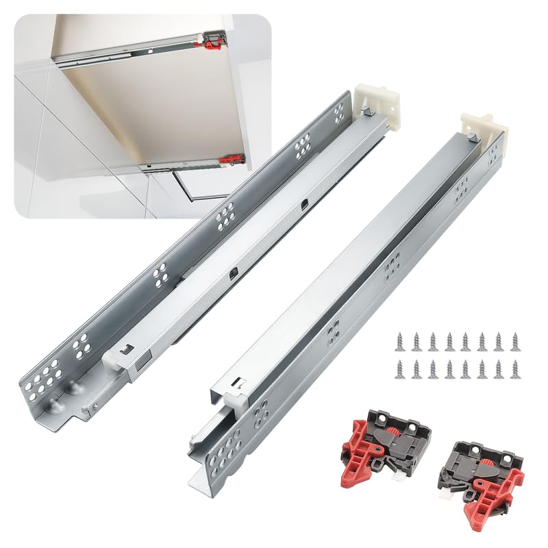 1 Pairs 18 Inch Soft Close Undermount (Bottom Mount) Drawer Slides,Concealed Drawer Runners with Mounting Screws,Locking Device and Brackets 85 lb Load Capacity 18" 2pcs - size: 18 Inch