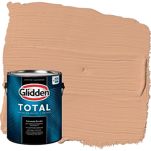 Glidden Total Interior Wall Paint & Primer All-in-One, Clay Fire/Orange, Flat, 1 Gallon - color: Clay Fire, size: 128 Fl Oz (Pack of 1)