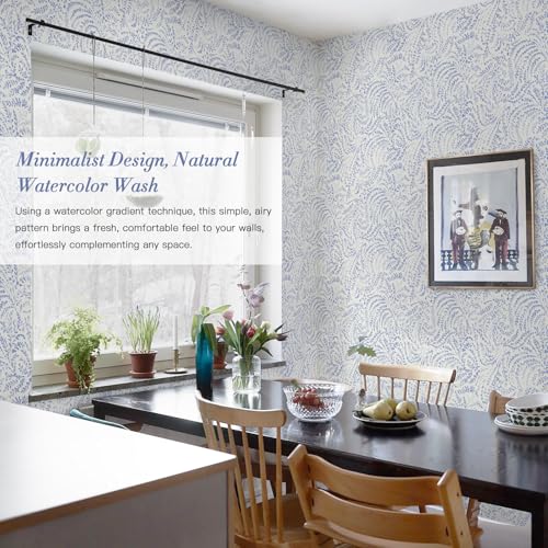 Heroad Peel and Stick Wallpaper Boho Blue Contact Paper Modern Botanical Wall Paper Waterproof Self Adhesive Removable Wallpaper for Bathroom Bedroom Kitchen Living Room Vinyl 17.3''x393'' - color: Blue Purple, size: 17.3" x 393"