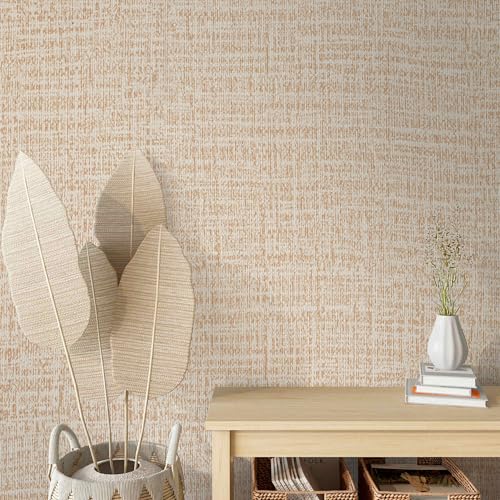 Guvana Grasscloth Peel and Stick Wallpaper Beige Textured Contact Paper Modern Removable Self Adhesive Wall Paper Thicken Fabric Faux Linen Wallpaper for Bathroom Living Room Cabinets 78.7inx15.7in - color: Beige, size: 15.7" x 78.7"