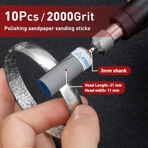 2000 Grit Sanding Stick,10 Pcs Sanding Drums for Dremel Rotary Tool - size: 2000 Grits