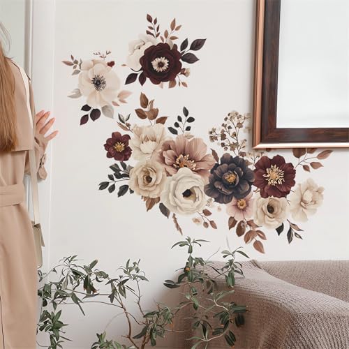 Elegant Peony Rose Flower Wall Stickers Floral Wall Art Decals