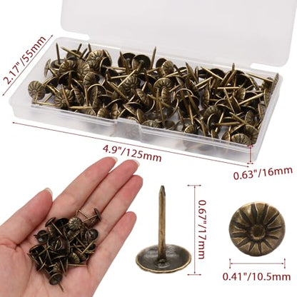Antique Brass Upholstery Tacks, 120PCS, 7/16 Inch - color: Bronze