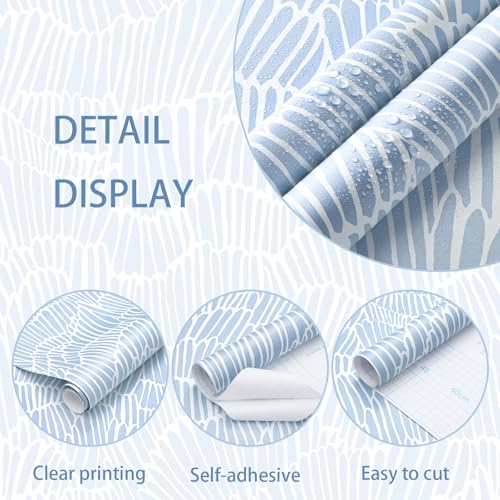 Guvana Blue Wallpaper Peel and Stick Modern Blue and White Contact Paper - color: Blue and White, size: 17.3" x 78.7"