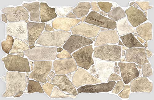 Dundee Deco 3D Stone Wall Panels - Pack of 10, 39"x25" Panel, Covers 67 sq. ft - Brown Beige Wall Paneling for Interior Wall Decor - size: Pack of 10 (39" x 25")