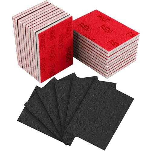 24Pcs Sanding Sponge 400 Grit Wet Dry Soft Foam Hand Sander Block - size: 24pcs 400 Grit, style: Aluminum