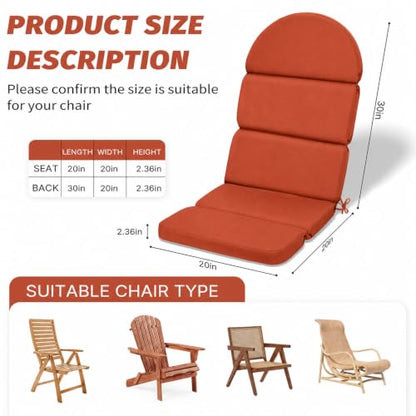 Adirondack Chair Cushion, 50x20 in Outdoor Rocking Seat Pad, 2 Pack - color: Spice, size: 2 pack