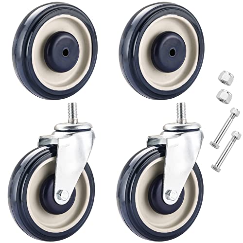 MYFULLY 5" Shopping Cart Caster Wheels 4-Pack with Hardware, Blue - style: Blue