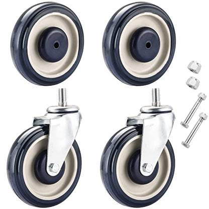 MYFULLY 5" Shopping Cart Caster Wheels 4-Pack with Hardware, Blue - style: Blue