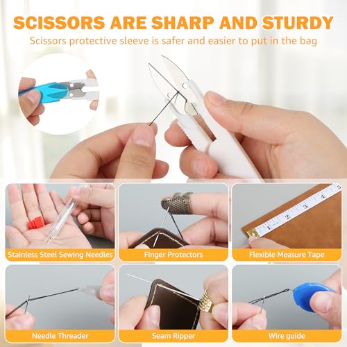 43PCS Sewing Kit for Adults – Needle and Thread Kit with Big Eye Needles, Threader & Strong Thread – for Hand Sewing, Repairs & Patching, Daily Use