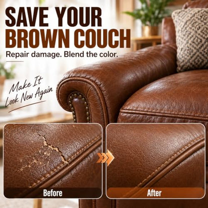 Brown Leather Repair Kit for Furniture & Couches, Car Seat Vinyl Repair Kit