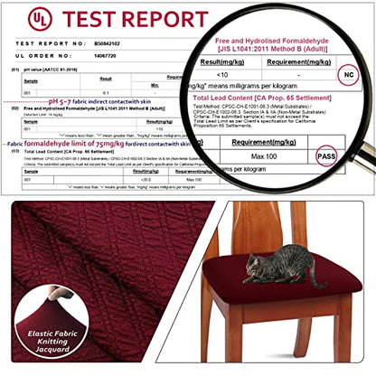 BUYUE Dining Room Chair Seat Covers Set of 4, TPU not Mixed, Friendly Jacquard Fabric Stretch Washable Slipcover for Kitchen Seat Cushions, Burgundy-4PCS - color: Burgundy, size: 4pcs