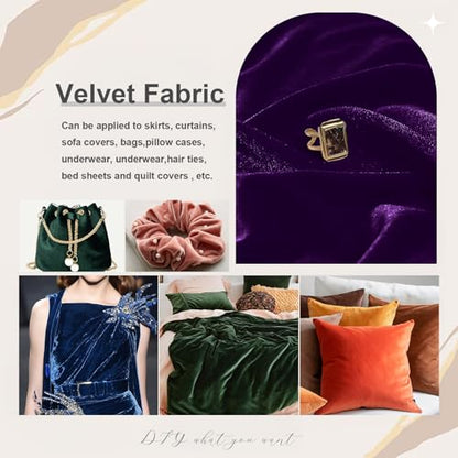 KKJIAF 5 Yard Dark Purple Stretch Velvet Fabric 60" Wide for DIY Crafts - color: Dark Purple, size: 5 Yard