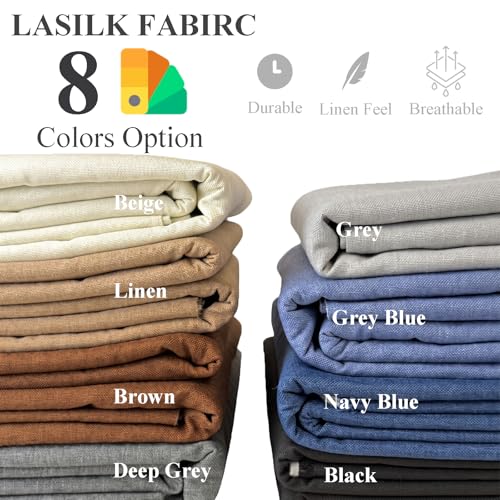 LaSilk- Premium Upholstery Fabric by the Yard, 57" Wide Thicken Faux Linen Fabric for Couch, Sofa, Chair, Pillow Cover (Light Grey, 1 Yard) - color: Light Grey, size: 1 yard