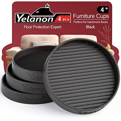 Non Slip Furniture Pads for Hardwood Floors -Yelanon 4Pcs 4” Coasters Cups - color: 4pcs4"round Black