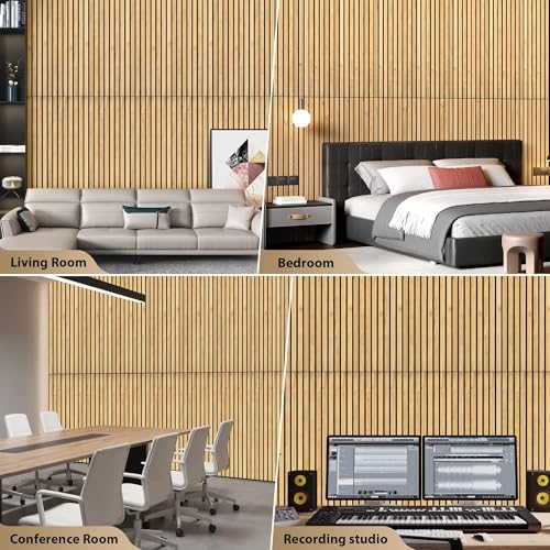 INMOZATA Peel and Stick Acoustic Wood Slat Wall Panels Nature Oak - color: Oak, size: 11.8"x23.6"
