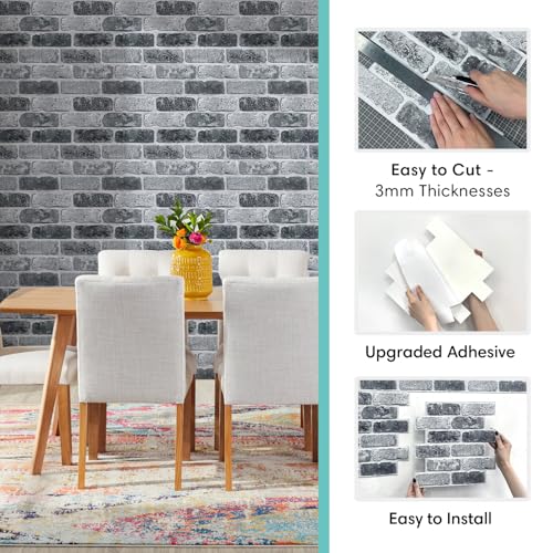 Commomy 3D Faux Brick Peel and Stick 10 pcs 11.8" x 11.8" - color: Brick-WEC