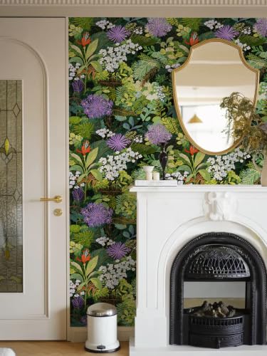 Peel and Stick Wallpaper Floral Renter Friendly Wallpaper - color: Jungle Green