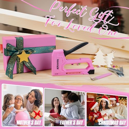 Light Duty Staple Gun for Wood, Pink Upholstery Staple Gun Kit - color: Pink