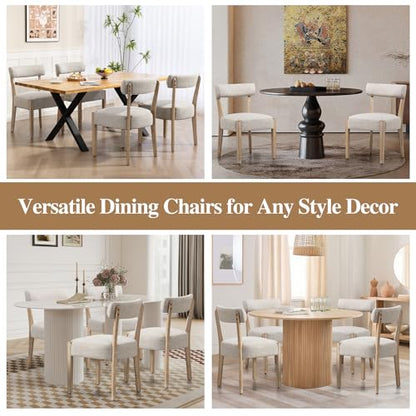 ZJhome Dining Chairs Set of 2,Mid Century Modern Dining Chair Set - Linen Upholstered Low Back Kitchen & Dining Room Chairs with Woven Design,Oatmeal Fabric - color: Oatmeal Fabric, size: Set of 2